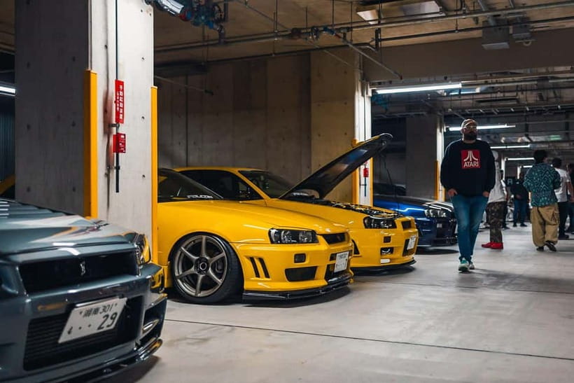 Secret Car Meet: R34 Skyline Car Club Membership - GaijinTuned Store in Yokohama: Merch and Atmosphere at the End