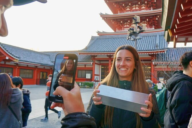 Tokyo: Asakusa Temple & Shrine Walking Tour with Local Guide - Azumabashi Bridge to the SkyTree view: starting with the golden poop