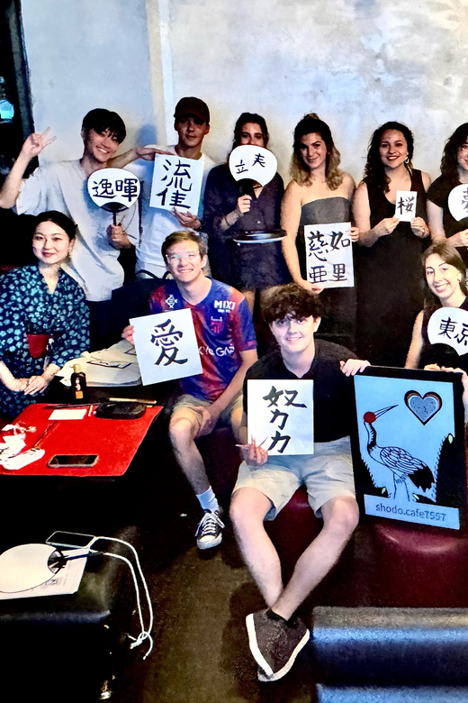Tokyo: Calligraphy on Kanji Fan & Scroll with Drink - Matcha Latte Included, Plus the Personal Touch