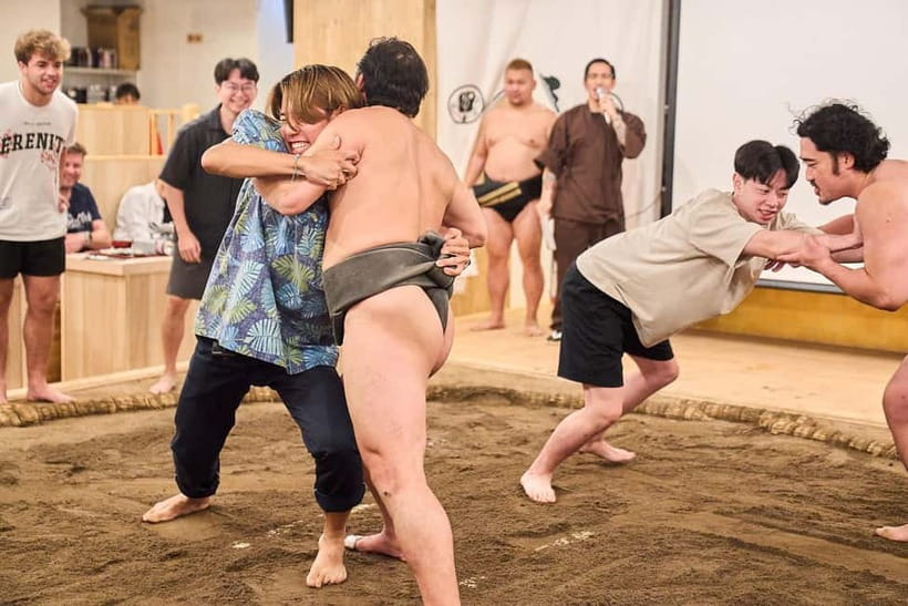 Tokyo Sumo Experience: Chanko & Mochi with a Former Pro - Trying Sumo on the Dohyo (Without Needing to Be a Wrestler)