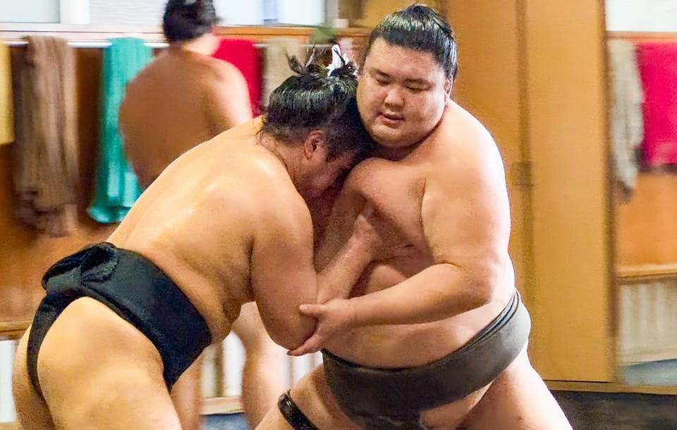 Tokyo: Sumo Morning Practice with journalists. Not fake show - Takasago-beya Sumo Stable: The 2-Hour Part That Makes It Worth It