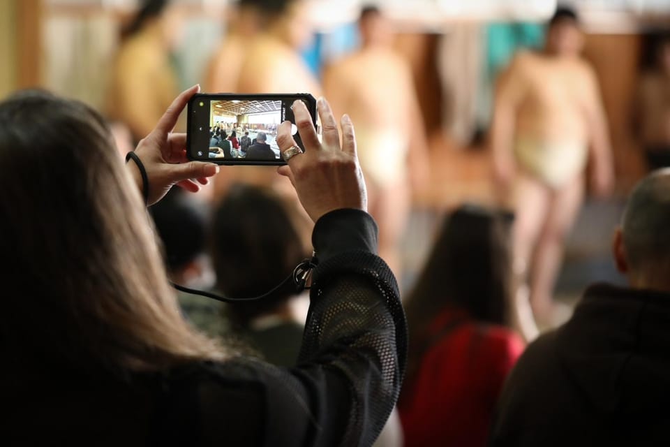 Tokyo: Sumo Morning Practice with journalists. Not fake show - Practical Tips to Make Your Morning Smoother